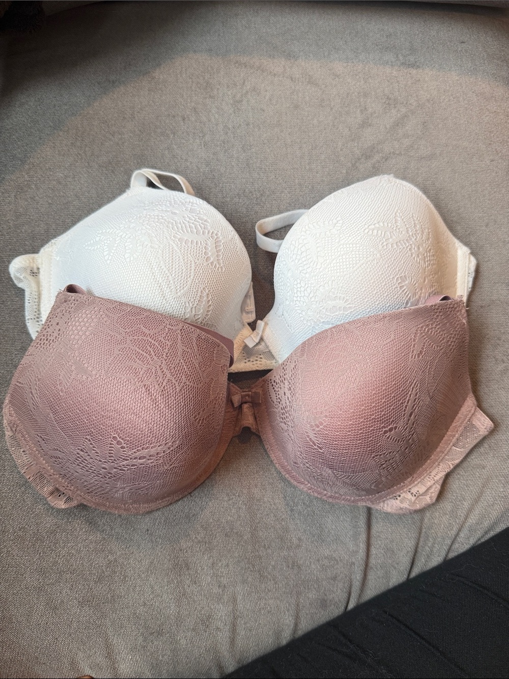 Secret Possessions Lace Push-Up Bra Duo - White & Mauve Pink